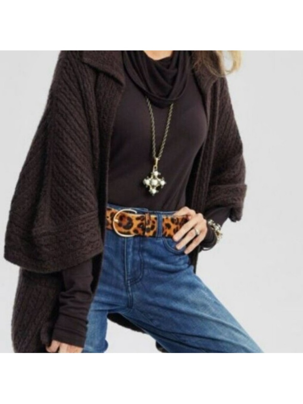 Cabi 3702 Repose Brown Ganache Cardigan Cape Sweater Size XS/S